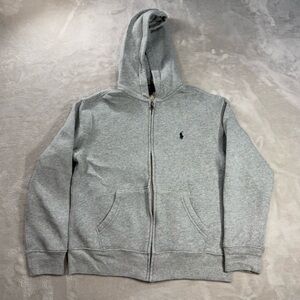 Polo Ralph Lauren Kids Sz M(10/12) Gray Full Zip Hoodie Blue Pony